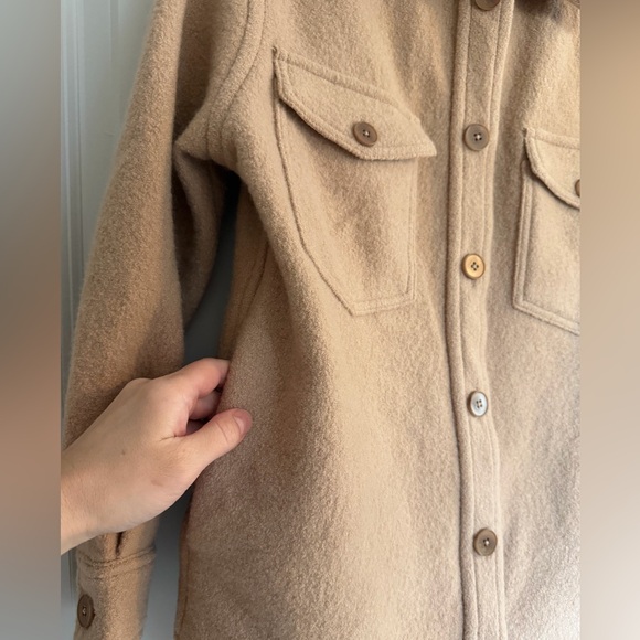 Aritzia Wilfred Free, Ganna Shirt Jacket, Tan Camel 100%  Merino wool size Small - Picture 5 of 11